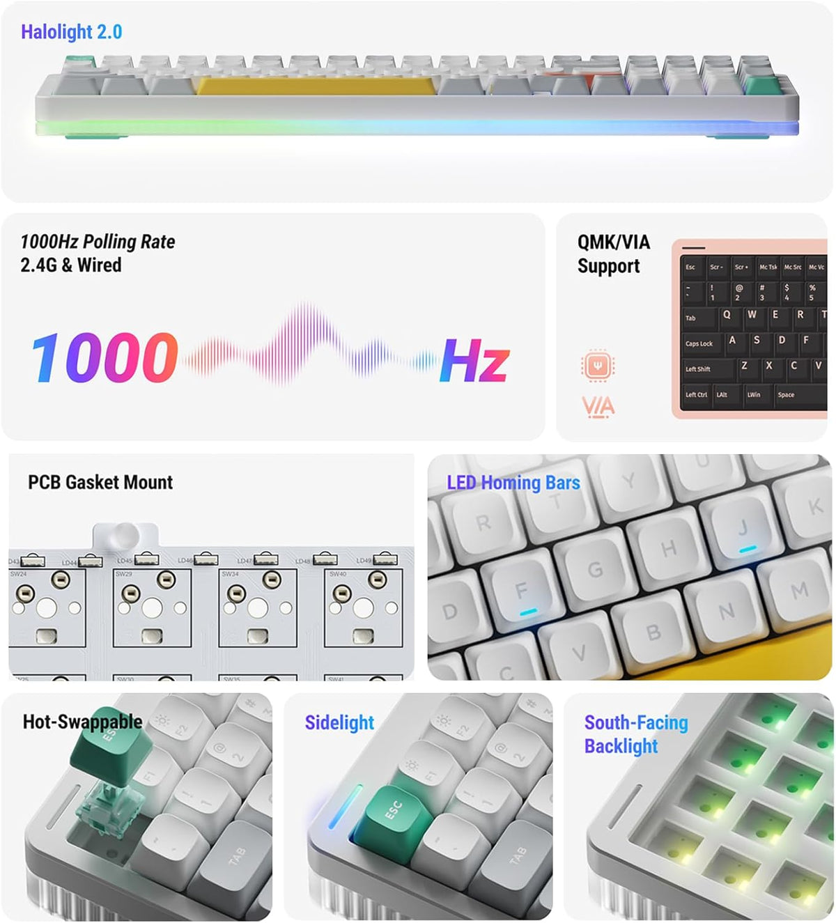 nuphy Halo96 V2 Wireless Keyboard,Gasket Structure,96% Hot Swappable Gaming Keyboard, 99 Kyes RGB Backlit Mechanical Keyboard, Support QMK/VIA,Bluetooth/USB-C/2.4GHz-Pink,Raspberry Switches(46gf)