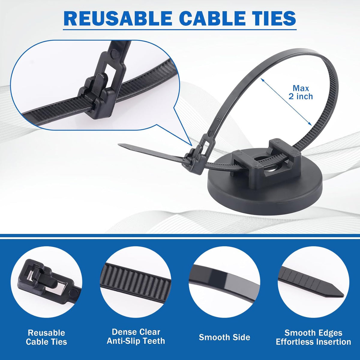 15 50 20 Organization(43mm 85 Magnetic Cable Zip Tie Mounts, Pcs Heavy Duty Magnet Wire Holder Automotive Multipurpose