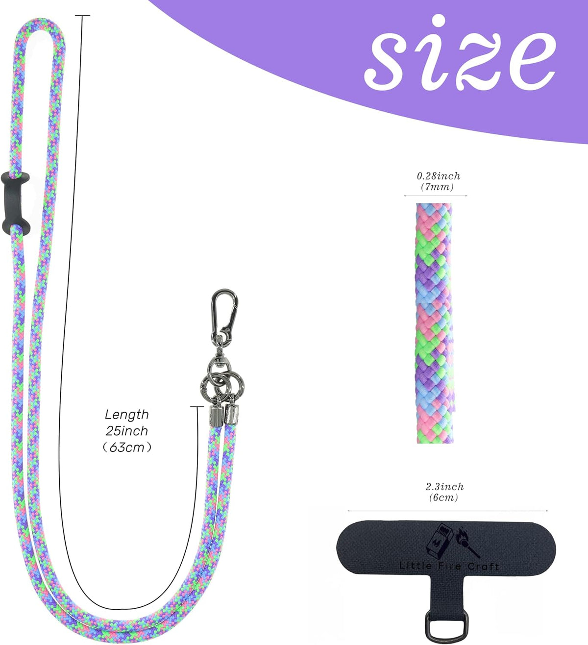 Phone Lanyard Universal Cell Phone Strap Crossbody Strap for iPhone Lanyard Around the Neck Extra Long Rope with Tether Tab for Men and Women (Bubblegum Color)