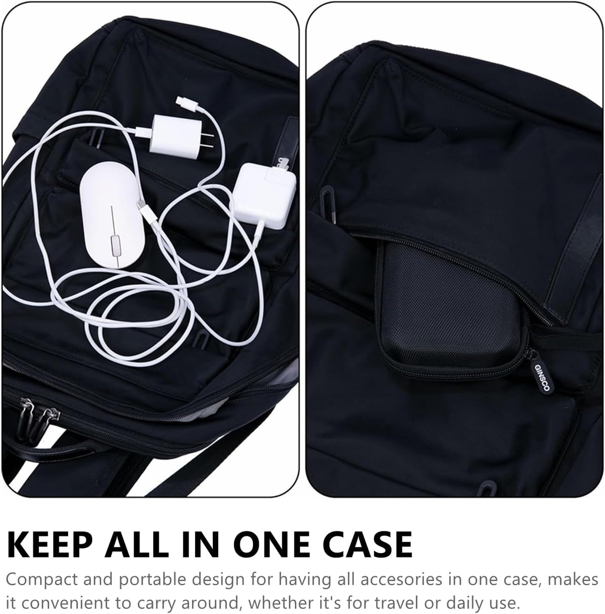 Ginsco Hard Shell Protection Case Electronic Accessories Organizer Pouch for MacBook Air/pro Adapter Chargers Cables