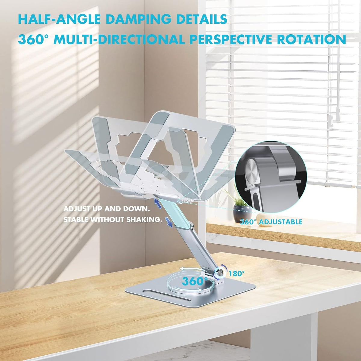 GuaziV 360° Adjustable Tablet Stand - Ergonomic Foldable Holder for iPad 10.2-12.9”, Kindle, Phones 4-13”, Anti-Slip Desktop Mount for Work, Cooking, Gaming & Reading