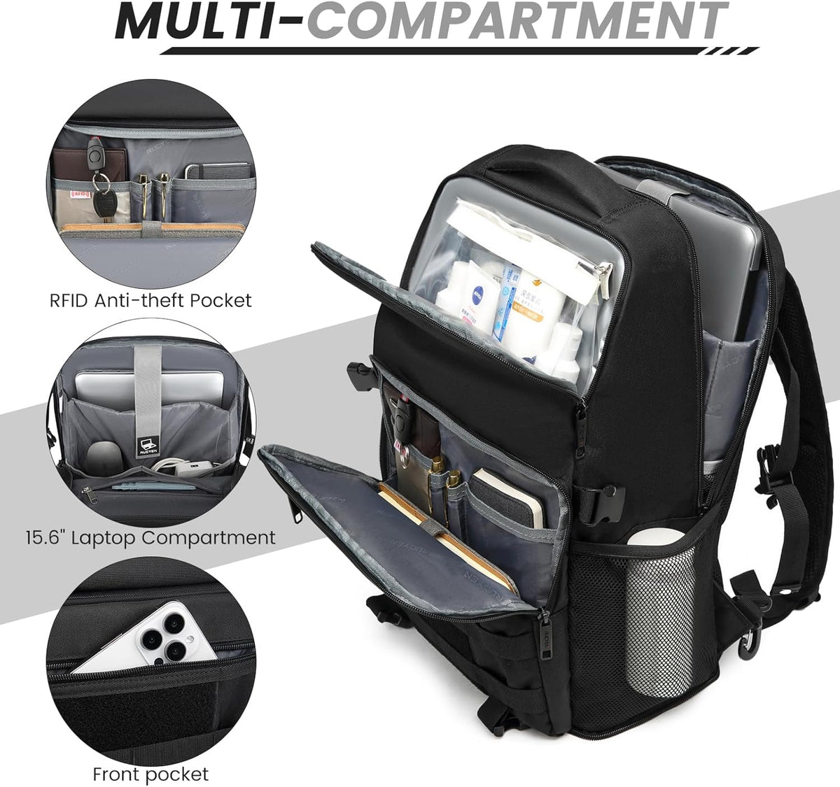 Backpack, Backpack 15.6 Inches Backpack RUCYEN Lunch Insulated Cooler Removable Lunch Box for Men Women, RFID Blocking