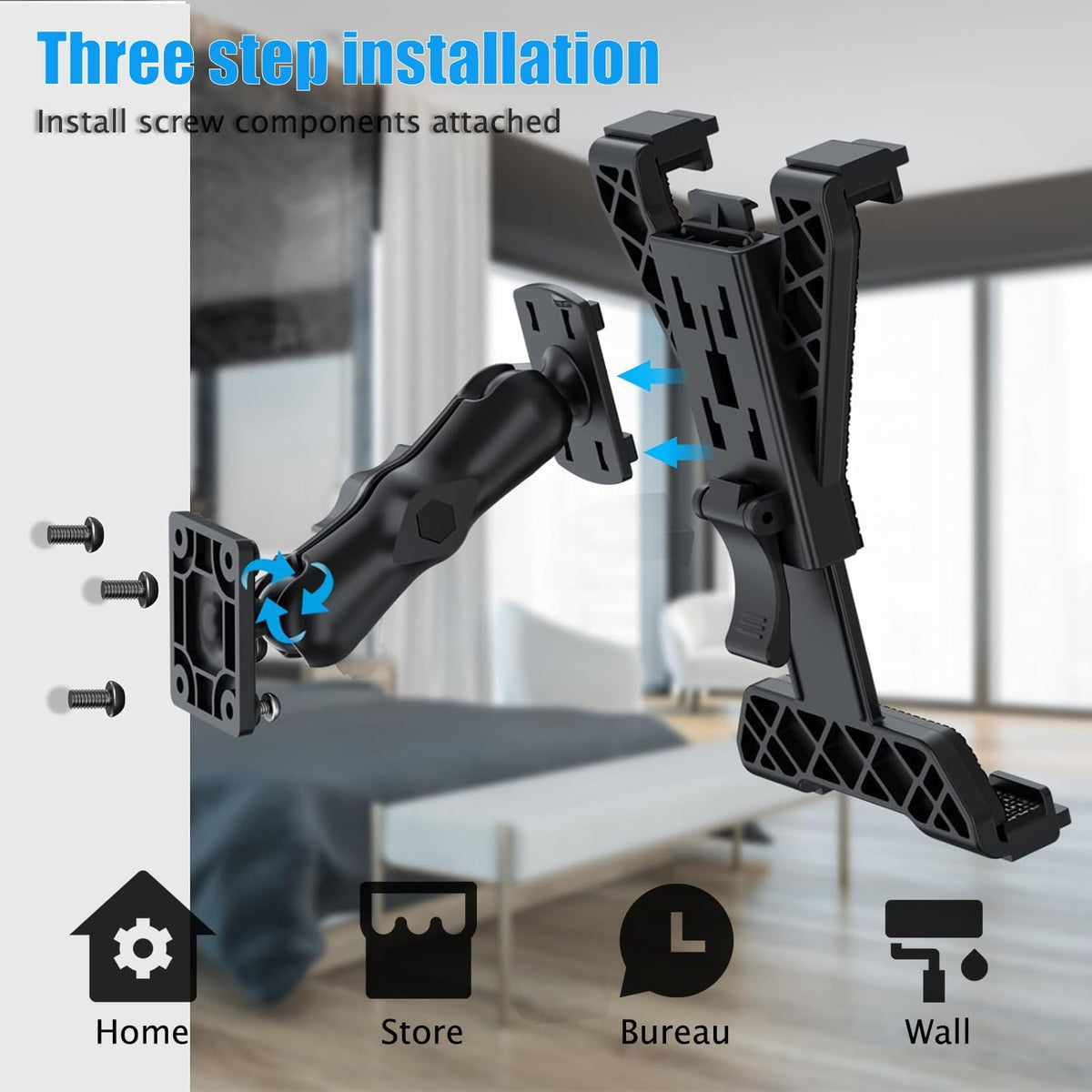 PLDHPRO Tablet Holder for Truck Heavy Duty Drill Base iPad Car Mount Stand for Dashboard Wall