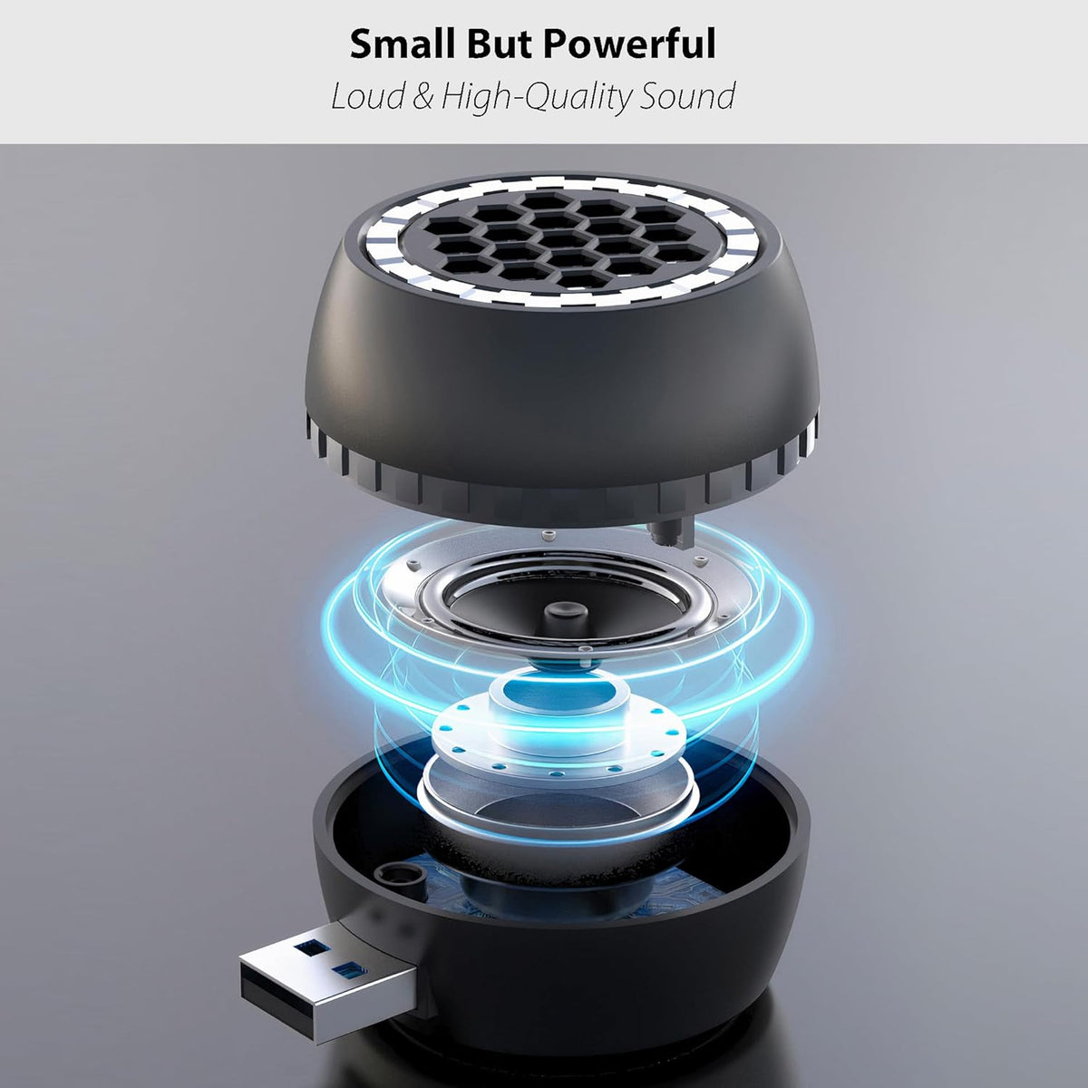 USB Mini Portable Speaker with USB Plug & Play and Bluetooth Connection, Small External Speaker for Computer/Tablet/Smartphone, Crystal Clear & Loud