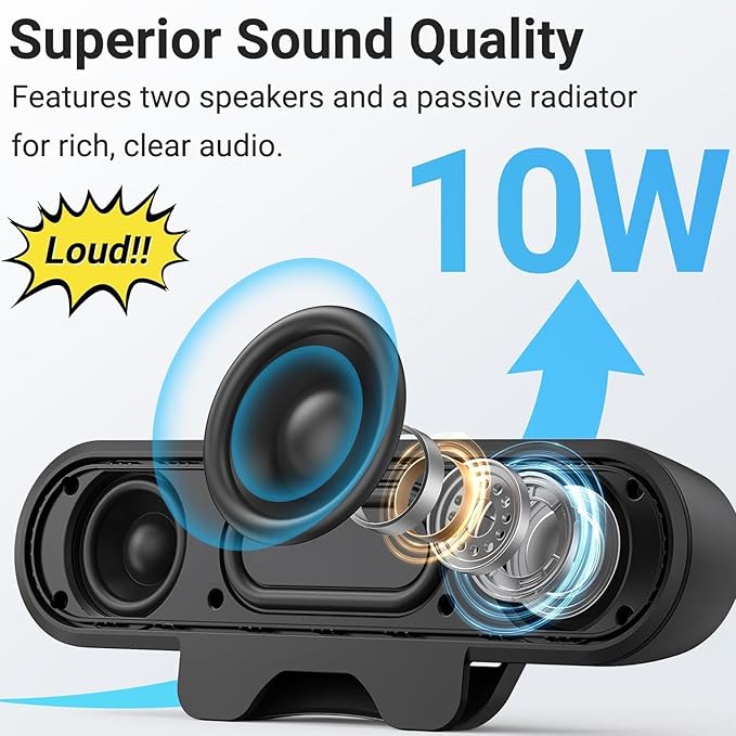 Yoidesu Computer Speaker External Speakers for Laptop with Two 1.4inch Magnetic Loudspeakers HD Stereo Loud Sound Computer Soundbar for PC with Volume Control Plug and Play