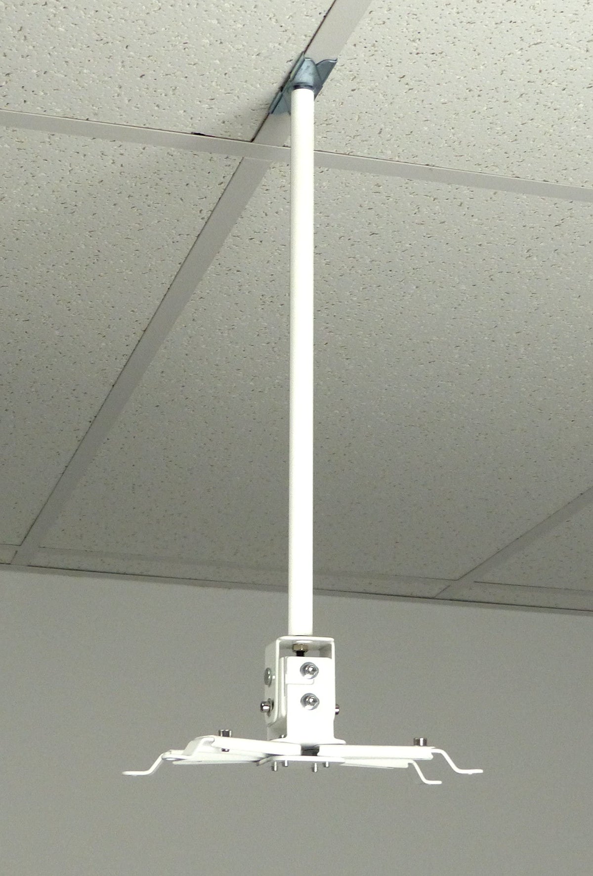 ALZO Short Suspended Drop Ceiling Video Projector Mount with Scissor Clamp for T-Bar Attachment with 10 Inch Drop