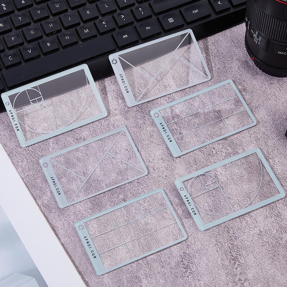 6Pcs 3 DICOSMETIC Styles Composition Viewfinder Acrylic View Finder Clear Ratio Composition Tool Golden Triangle