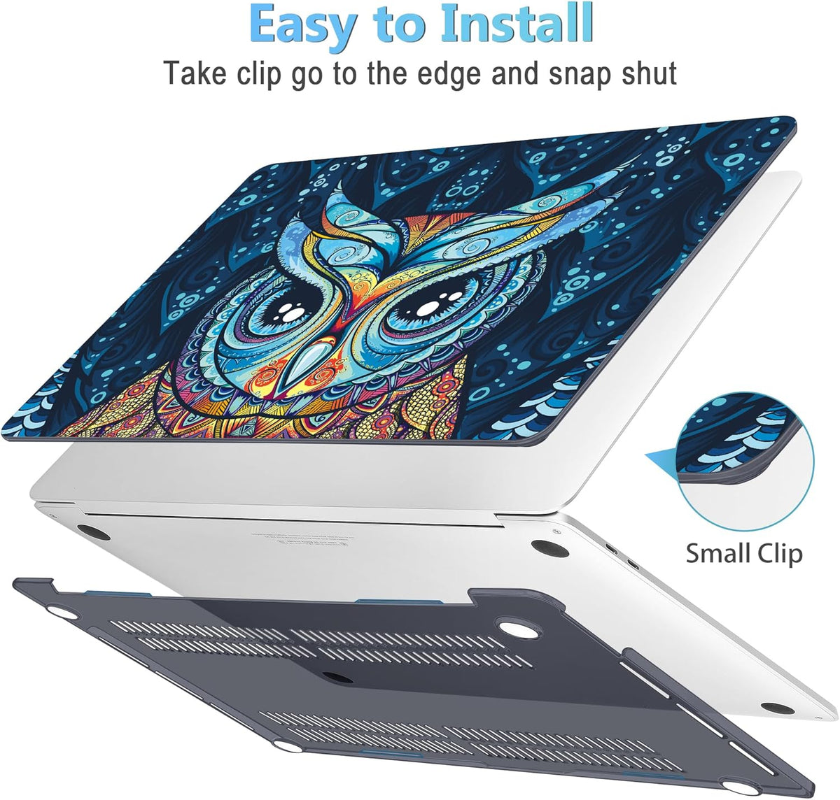 Mektron Cute Owl Plastic Hard Shell Cover for MacBook Pro 16 inch Case A2141 2020 2019 with Touch Bar & Touch ID, 4 in 1 Laptop Case, Keyboard Skin, Screen Protector, Dust Plug