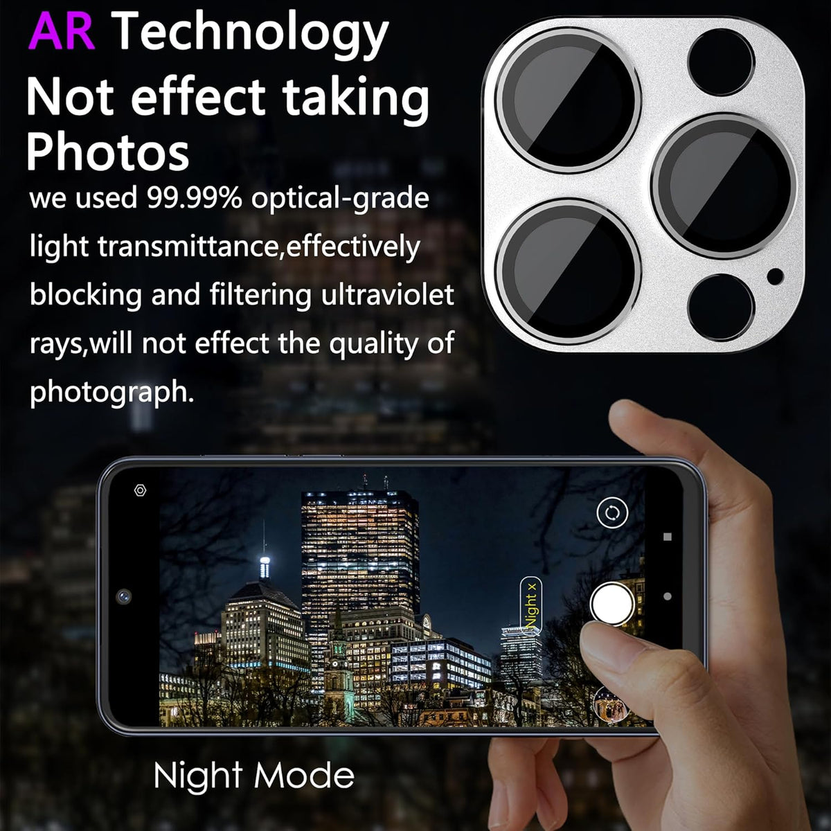 2 Pack Camera Lens Protector for iPhone 14 Pro/iPhone 14 Pro Max,[Not Easy to Breakn ] AR Tempered Glass Strong Adsorption Metal Camera Cover Screen-Silvery