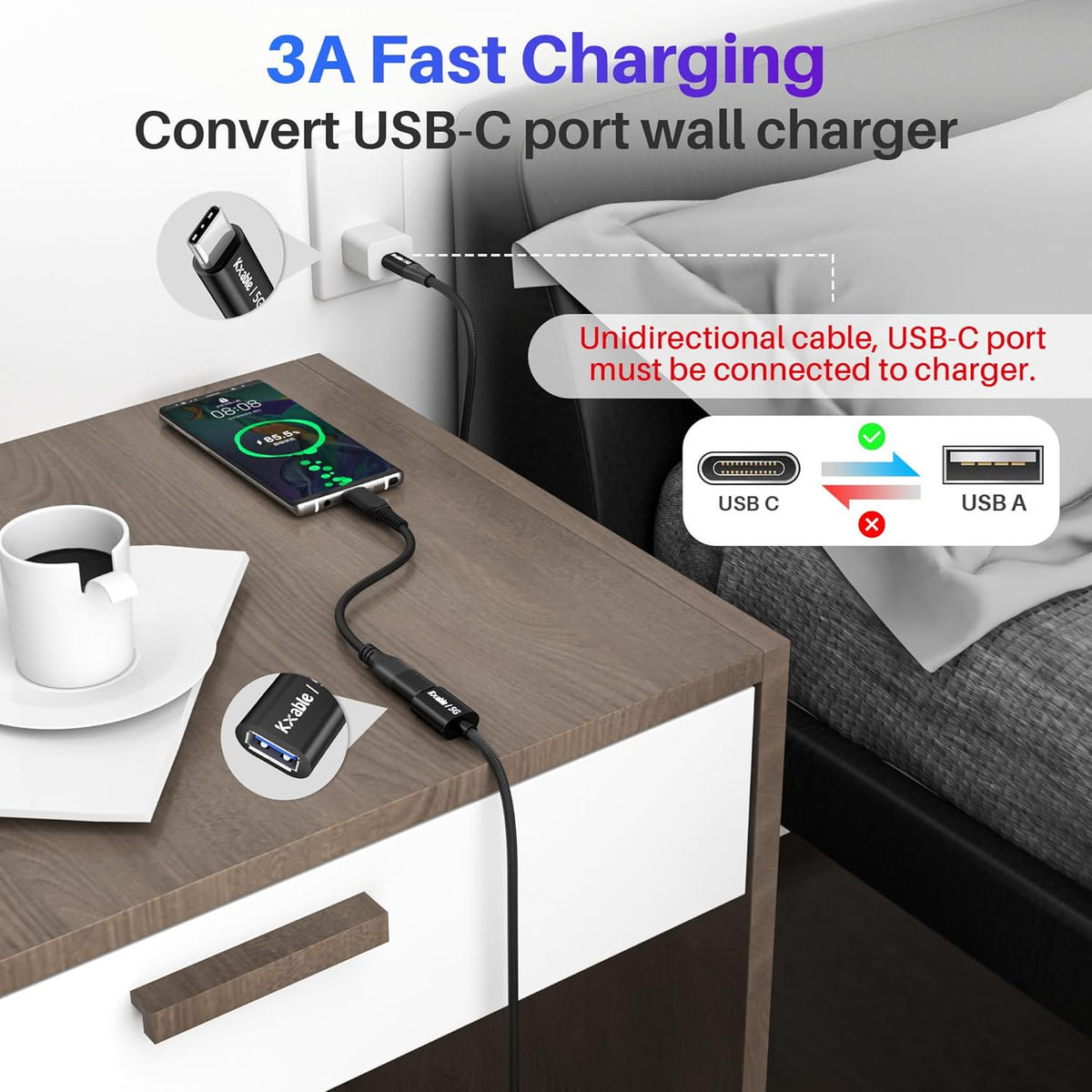 USB C to USB Female Cable 6FT, Type-C Male to USB A 3.1 Female OTG Cable, 5Gbps Data Transfer, Compatible with MacBook Pro/Air, iPhone 16 Pro Max/16 Plus/16/15 Series, Galaxy S24/S23/S22/S21 and More