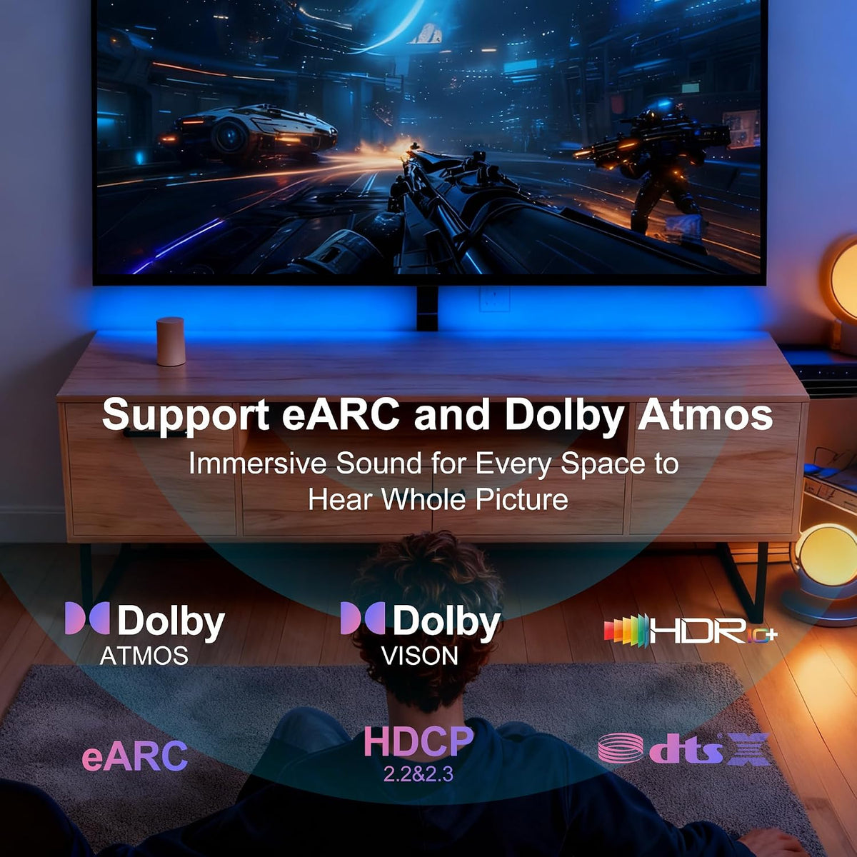 8K 20FT, 48Gbps 2.1 8K@60Hz 4K@120Hz HDR10/HDCP2.2&2.3/eARC/3D PS5, Fiber Optic HDMI Cable Ultra High Speed Long HDMI