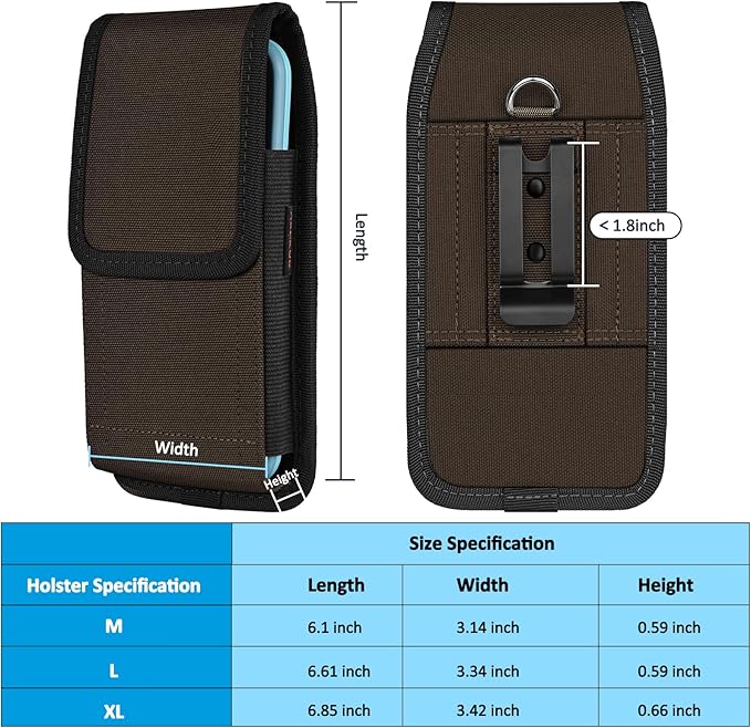ACCKUO Phone Holster for Belt with Metal Clip and Magnetic Closure Compatible with iPhone 17/16/15/14/13/12 Pro and Non-Pro, Galaxy S26 S25 S24 S23 S22 for Everyday Protection, M-Coffee