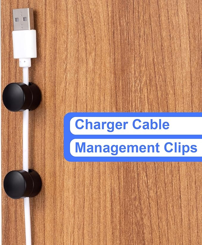SmallCat 3 Sets Charger Holders for Cords, Matte Black Metal Cord Holder
