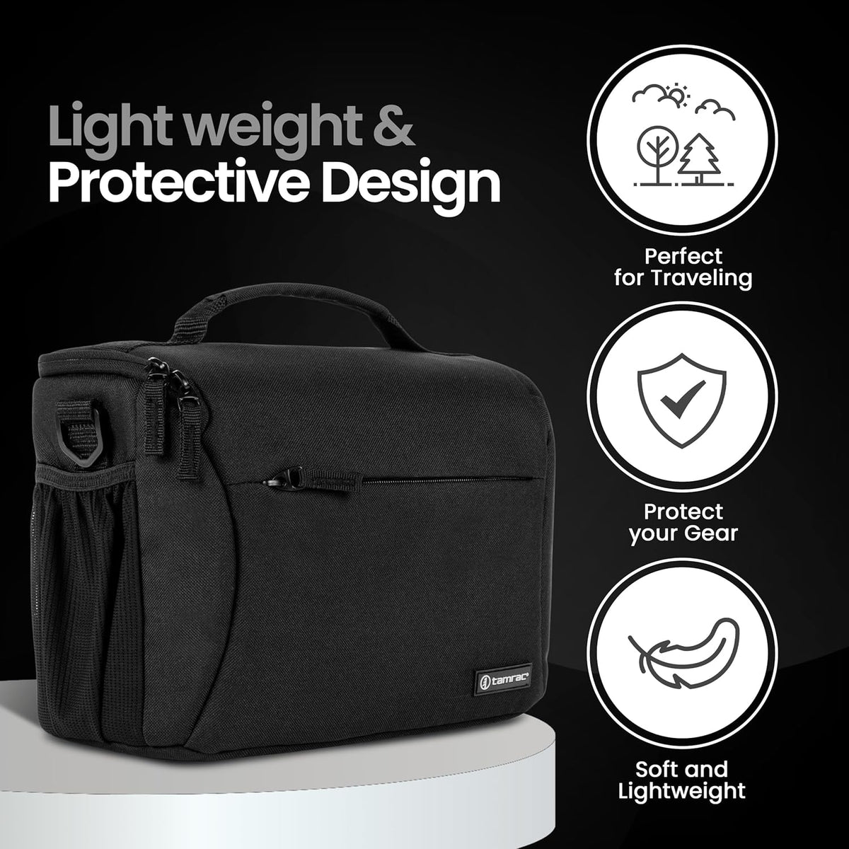 Tamrac Jazz 50 v2.0 Camera Bag for Photographers, Camera Case for Photography Accessories, Shoulder Bag for DSLR and Mirrorless Cameras, Crossbody Camera Bag, Travel Camera Carrying Case – Black