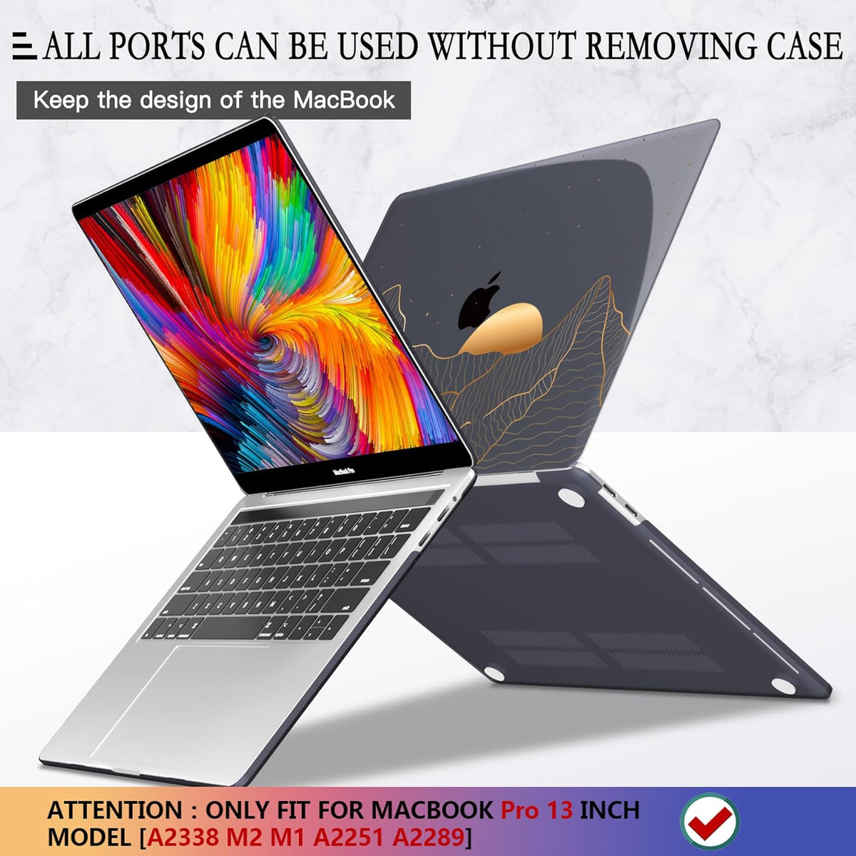 CISSOOK Compatible with MacBook Pro 13 Inch M2 M1 Case 2025-2016 Release A2338 A2251 A2289 A2159 A1989 A1706 Model, Plastic Hard Shell Case for MacBook Pro 13" with Touch Bar, Sun & Mountain