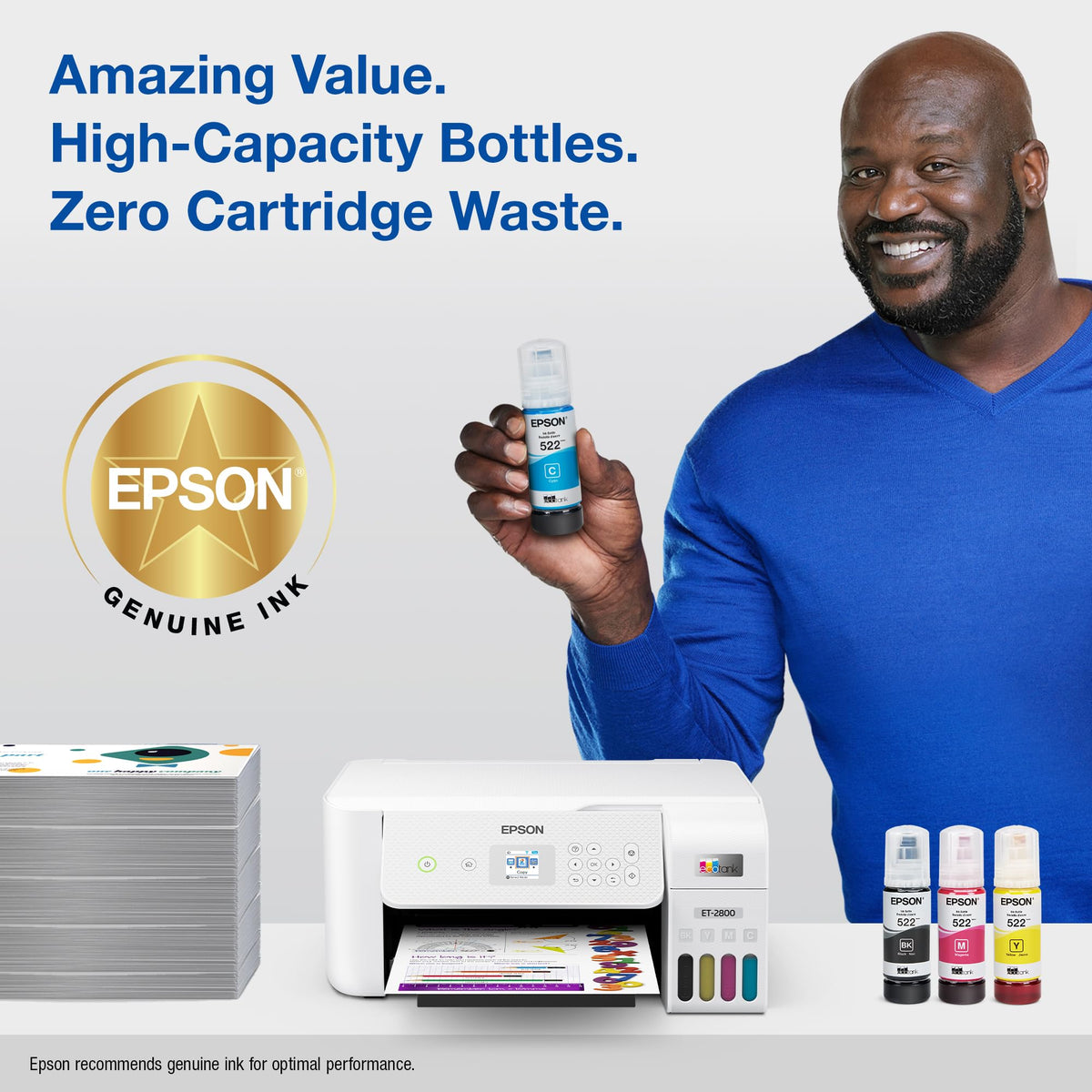 Epson 522 EcoTank Ink Ultra-high Capacity Bottle Black & Color Combo Pack (T522120-BCS) Works with ET-2720, 2800, 2803, 2840, 4700, 4800, 4810