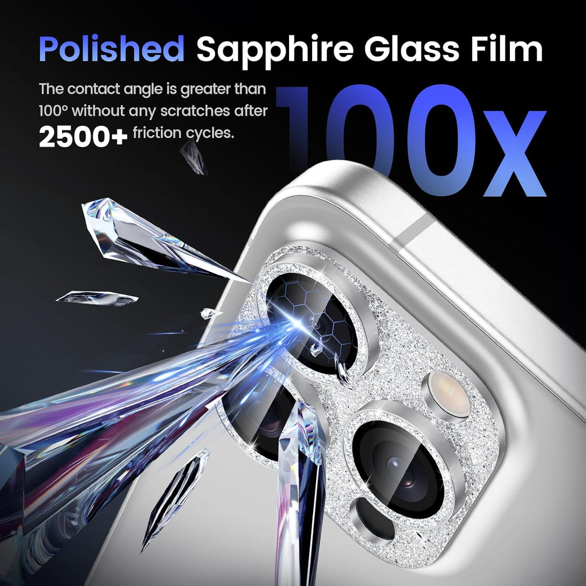 Tensea for iPhone 16 Pro/iPhone 16 Pro Max/iPhone 15 Pro/iPhone 15 Pro Max Camera Lens Protector, Metal Aluminum Alloy Tempered Glass Cover Camera Screen Protector Accessories, Case Friendly