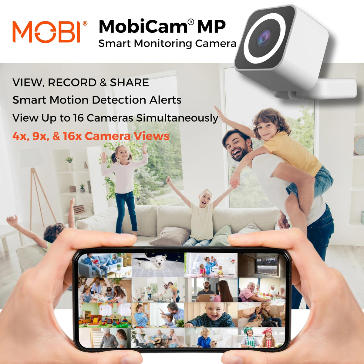 MobiCam MP Smart Home/Office Camera with 3MP Resolution, 2-Way Audio, Night Vision, 30-Second Setup, Dual WiFi (2.4GHz & 5GHz), BLE Connectivity