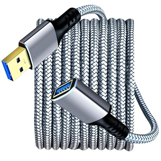Tan QY USB 3.0 Extension Cable 3Ft, USB 3.0 High Speed Extender Cord Type A Male to A Female for PlayStation, Xbox, USB Flash Drive, Hard Drive, Card Reader,Scanner,Printer,Keyboard (Silver, 3Ft)