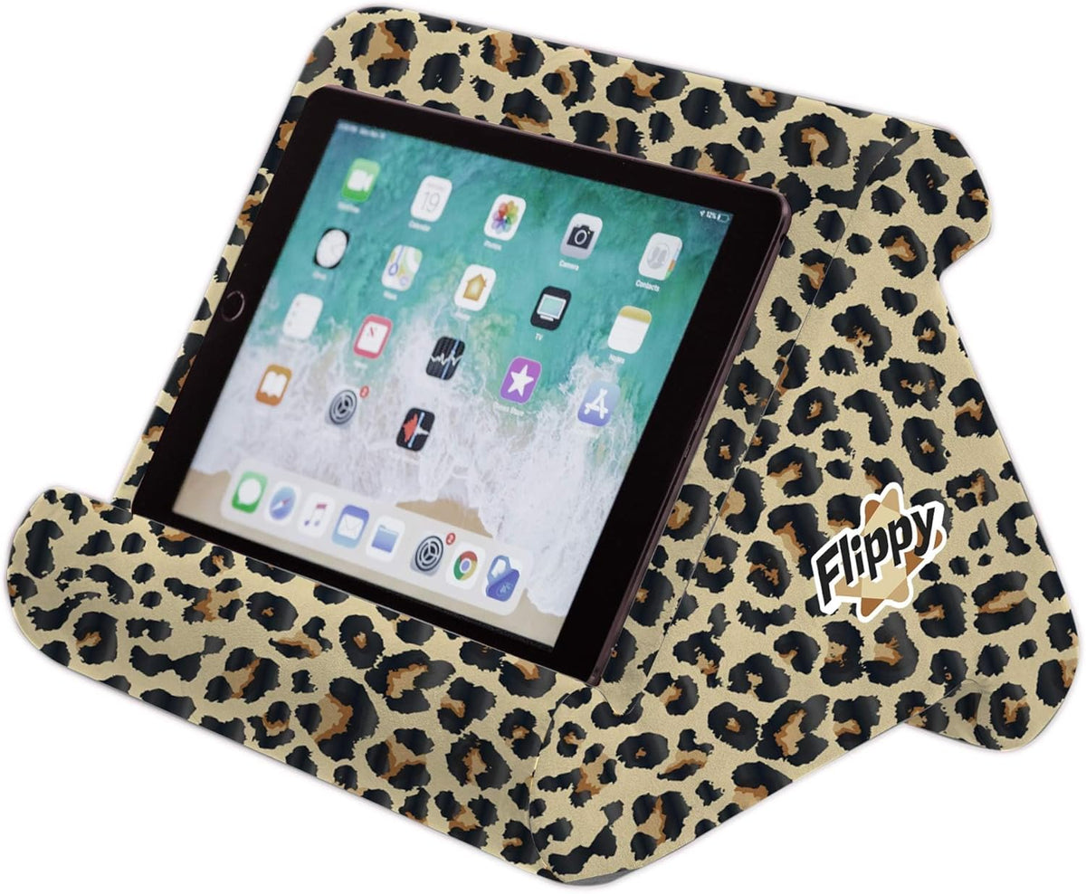 Flippy Tablet Pillow Stand and Holder for Lap, Desk and Bed, Multi-Angle, Compatible with Kindle, Fire, Samsung Galaxy (Def Leopard)
