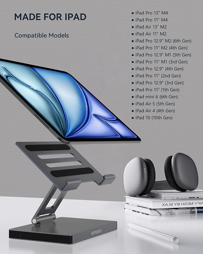 iPad Pro USB C Hub Stand Multiport Adapter for iPad Pro M4 M3 M2 M1 13 12.9 11 Inch iPad Air Docking Station Foldable 4K 60Hz HDMI PD Charging SD/TF Card Reader 3 USB 3.0 3.5mm Audio