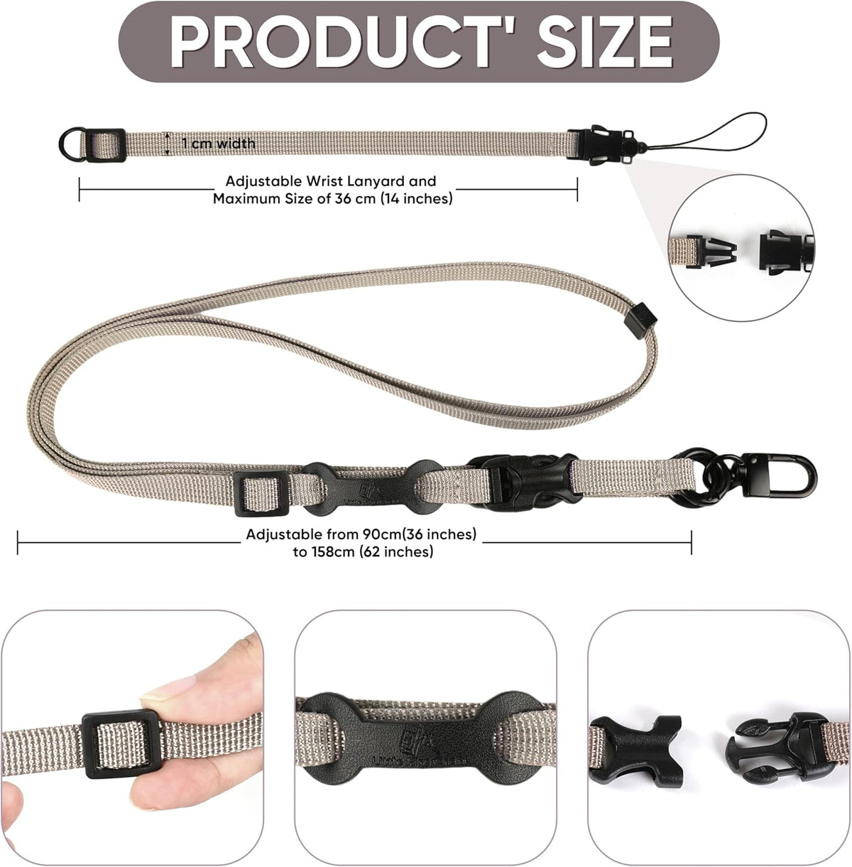 Cell Phone Strap Adjustable Wrist Strap Crossbody Cellphone Holder Extra Long Phone Lanyard Wrist Lanyard (Khaki)