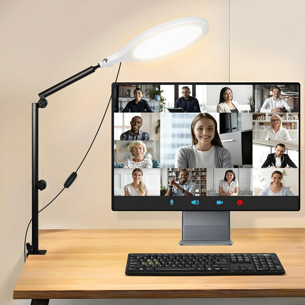 GSYXERGILES 10" 360Rotate Desk Ring Light, LED Ring Light for Desk with Clamp, & Flexible Height Full-Screen Overhead