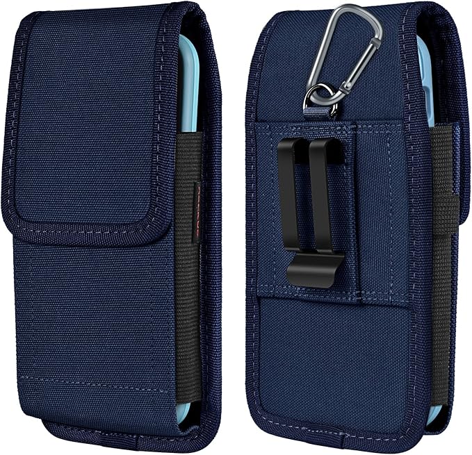 ACCKUO Phone Holster for Belt with Metal Clip and Magnetic Closure Compatible with iPhone 17 Pro Max, Galaxy S26/S25/S24/S23/S22/S21/S20 Ultra A17 A16 A26 A36 for Everyday Protection, XL-Blue