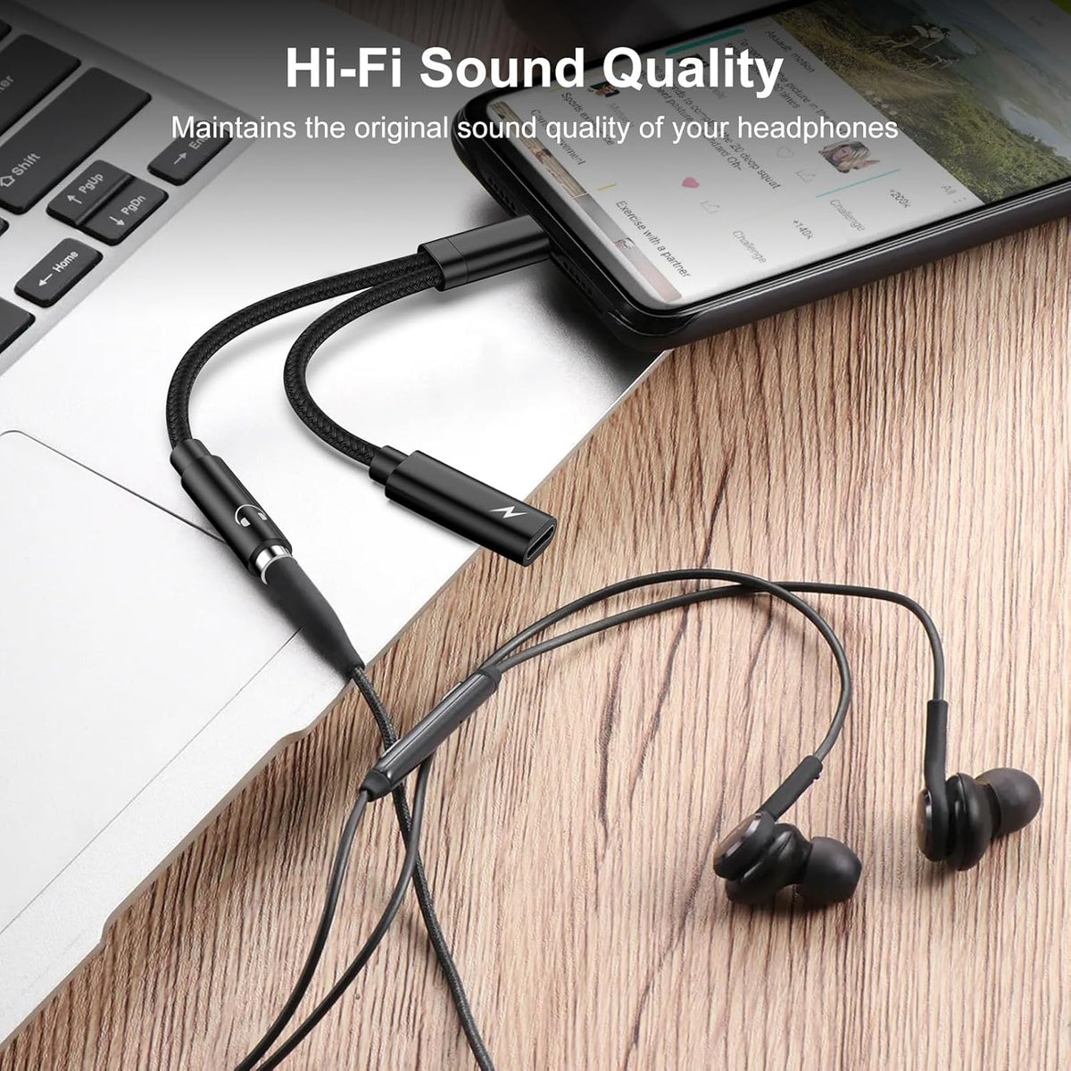 Samsung Galaxy S25 Headphone Adapter, 2 in 1 USB C to 3.5mm Aux Audio Jack with 60W Fast Charging Dongle Cable for Galaxy S25 S24 S23 Ultra A17 A56 A16 A15 A14 A54 iPhone 17 16 15 Pro Max Pixel 10 9 8