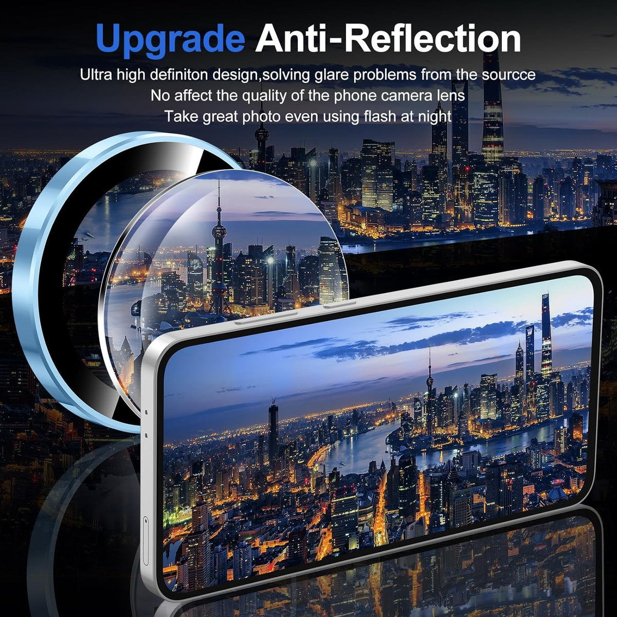 for Samsung Galaxy S24 FE Camera Lens Protector, Individual Metal Ring Tempered Glass Lens Cover, [Strong Adsorption] Scratch Resistant Ultra-Thin HD Clear Lens Cover, 1 Set-Blue Ring