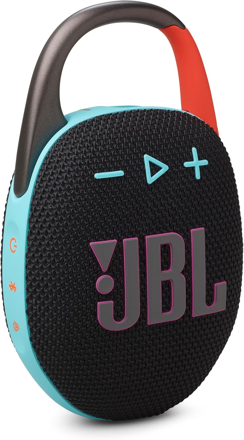 JBL Clip 5 - Ultra-Portable,Waterproof & Dustproof Bluetooth Speaker,Big Pro Sound with Punchy bass,Integrated Carabiner,Up to 12 Hours of Play,Made in Part with Recycled Materials(Black & Orange)