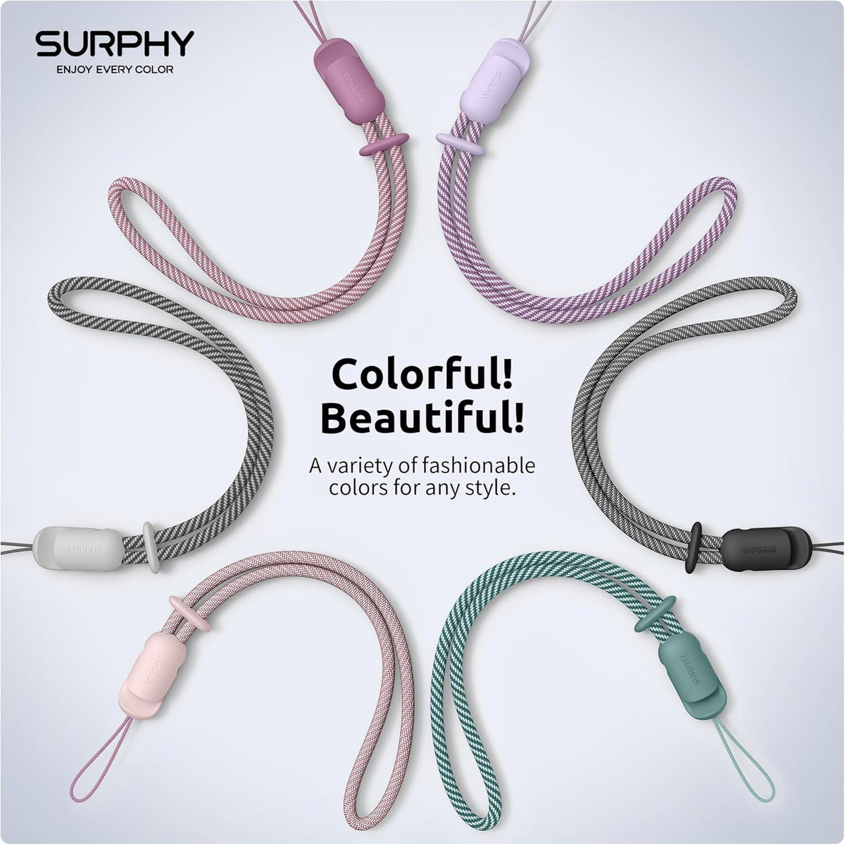 SURPHY 3 Pack Phone Wrist Strap with CellPhone Tether Tab, Cellphone Lanyard, Phone Strap with 2-Color Braided, Wrist Lanyard