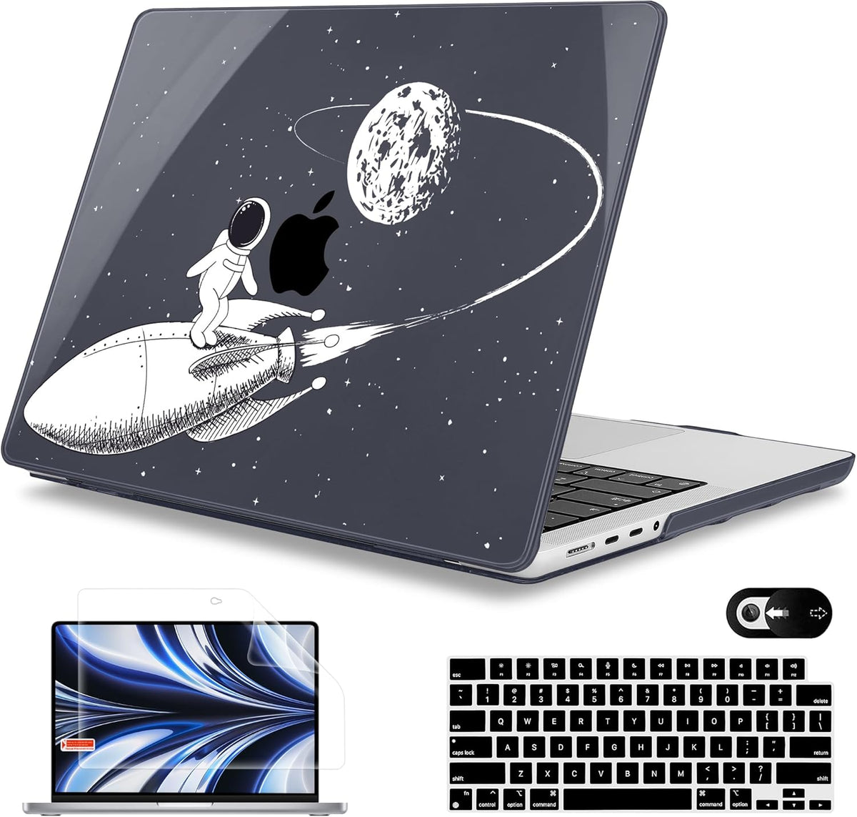 Mektron Case for MacBook Pro 16" M4 A3403 A3186 M3 A2991 M2 A2780 M1 A2485 (2021/2023/2024) Pro/Max with Touch ID, Hard Shell Plastic Laptop Cover Keyboard Cover Screen Protector, Astronauts
