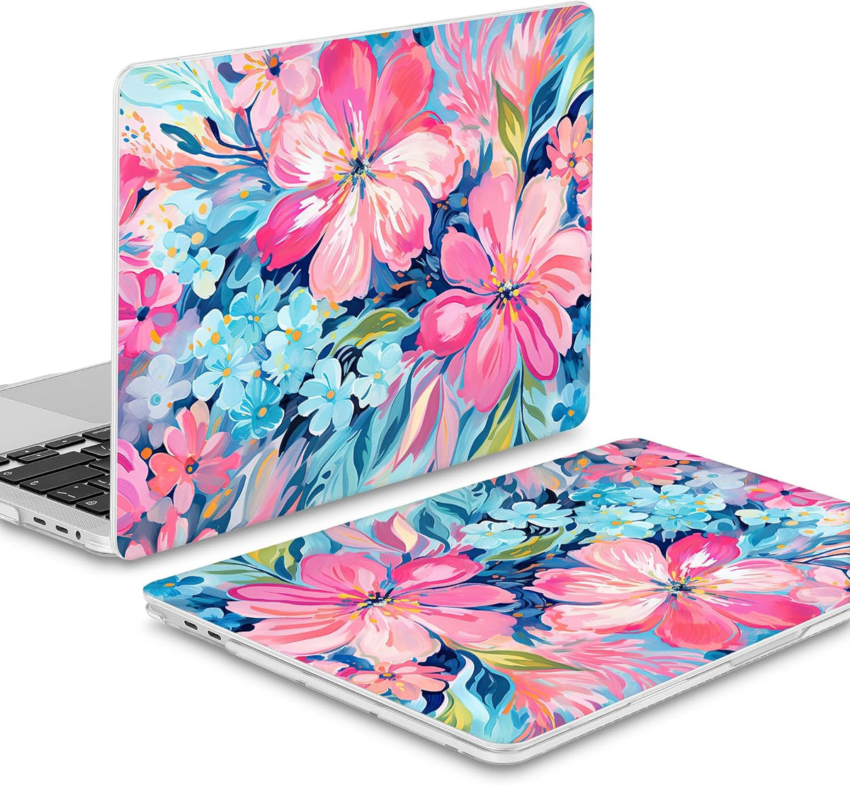 Mektron Case for MacBook Pro 16 Inch A2141 Cover 2019 Release 16" with Liquid Retina Display/Touch ID, Plastic Hard Shell with Keyboard Skin & Screen Protector & Dust Plug, Hand-Painted Flowers