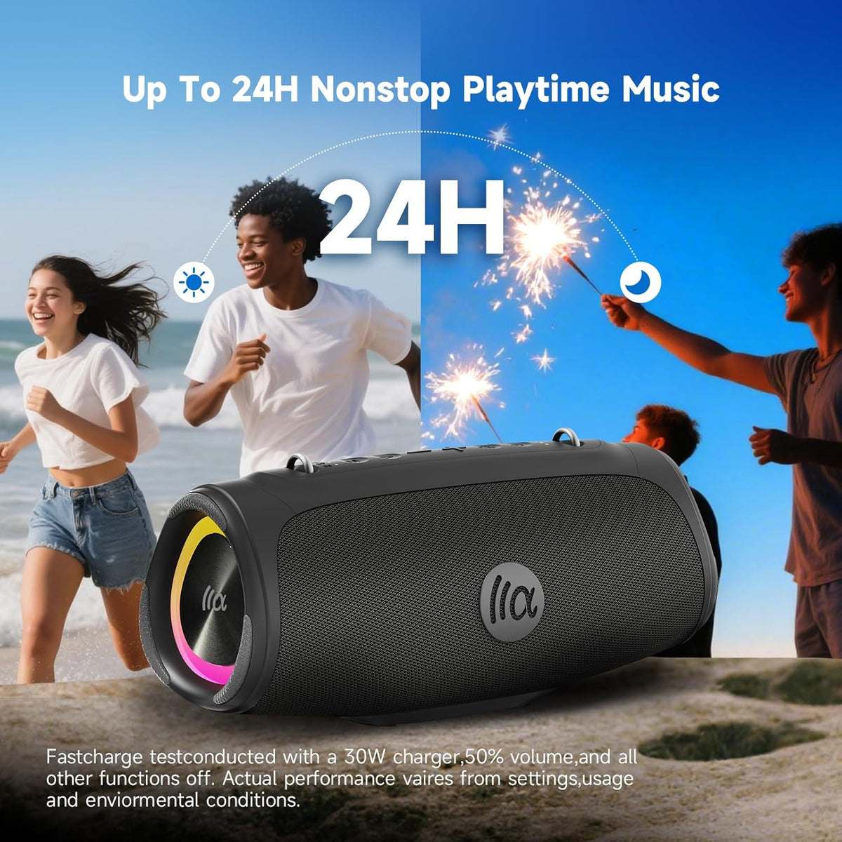 Portable Loud Bluetooth Speaker, 60W Large Subwoofer Wireless Bluetooth 5.3 with Powerbank USB Charge Out,Waterproof IPX7,Rugged Outdoor Boombox for Party,Beach,Golf Life,Pool, Shower,Bike Use