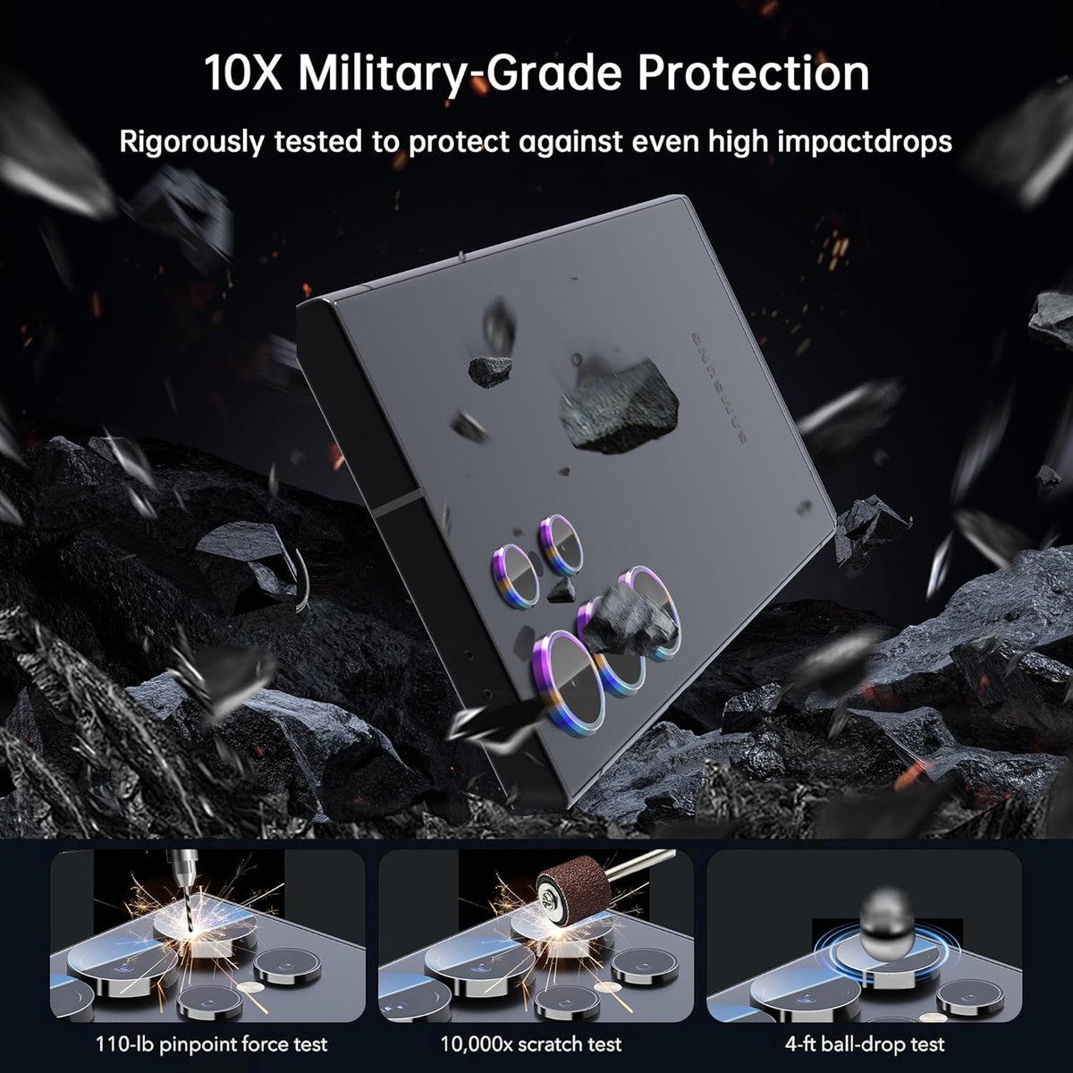 For Samsung Galaxy S25 Ultra Camera Lens Protector, Individual Lens Protector, Ultra HD 9H Tempered Glass Screen Protective Cover, Anti-scratch, Military Grade Drop Protection 2 Set. (Colorful, S25 Ultra)