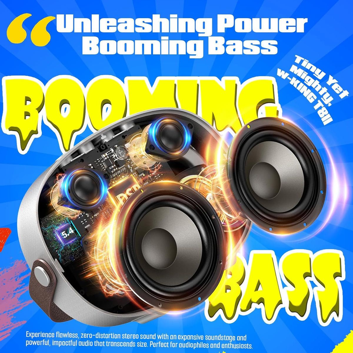 Bluetooth Speaker, W-KING T8II Portable Loud Speakers Bluetooth Wireless, 96W Max Party Large Outdoor Speaker Boombox Subwoofer, Heavy Bass/Crystal Clear Sound/Fast Charging/LED/BT5.4/AUX/USB Playback