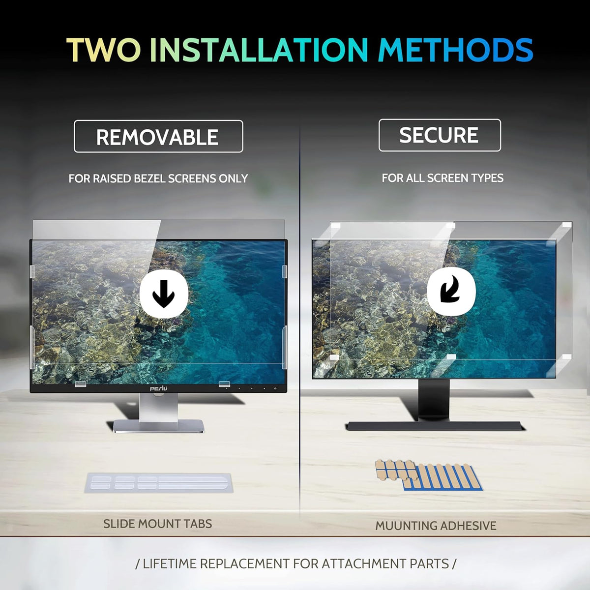 [2-Pack] 19 Inch Privacy Screen for Computer Monitor 5:4 Aspect Ratio, Eye Protection Anti Blue Light Glare Shield, 19inch Removable Black Blackout Anti Spy Desktop Security Private Filter