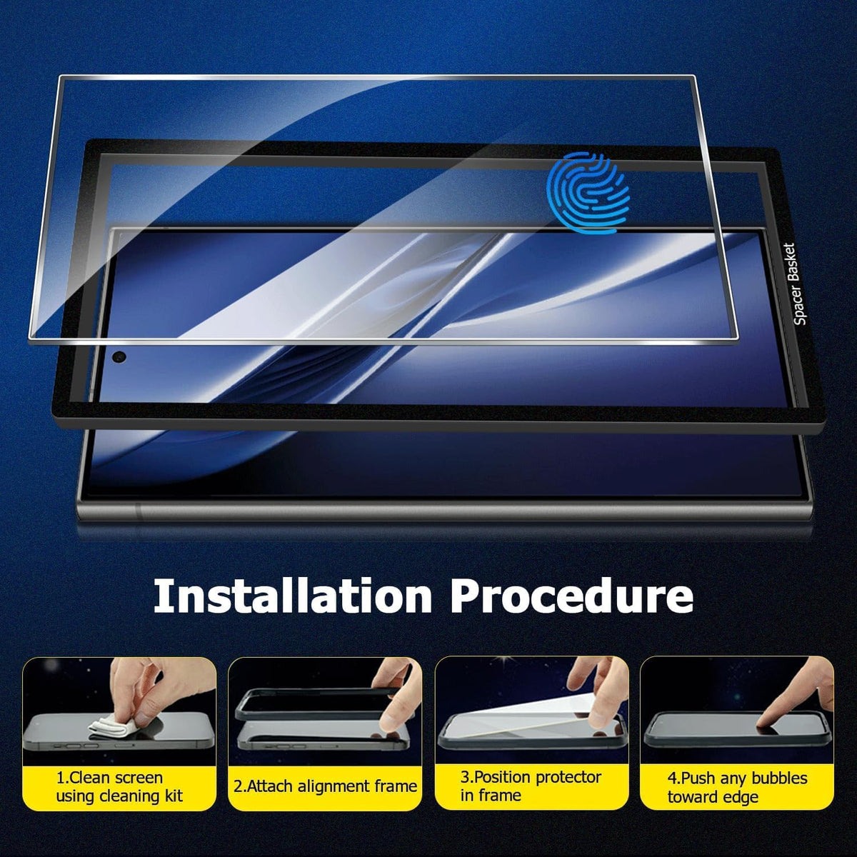 [4Pack] Screen Protector For Galaxy S24 Ultra [Tempered Glass] [Japan Glass with 9H Hardness] Fingerprint unlock with installation frame HD clear Screen Protector