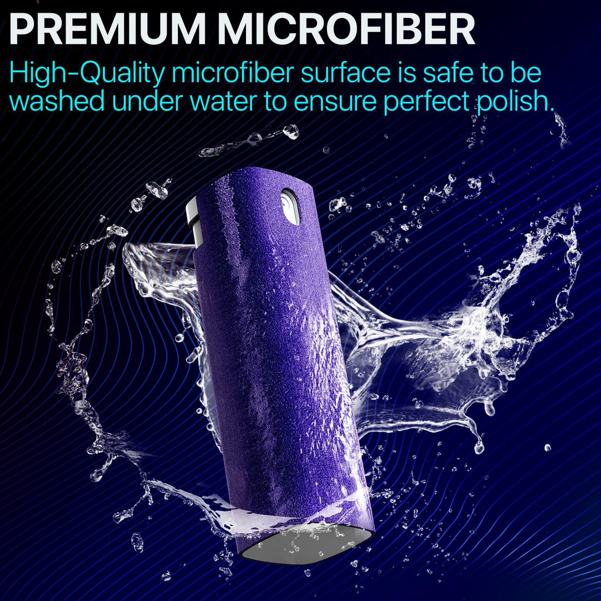 Mini Screen Cleaner Spray – Finger Proof Screen Cleaner for Smartphones, iPads, MacBooks, Laptops, Car Screens, Touchscreens – 3in1 Mist Cleaner, Microfiber Cloth and Protective Cover -Purple