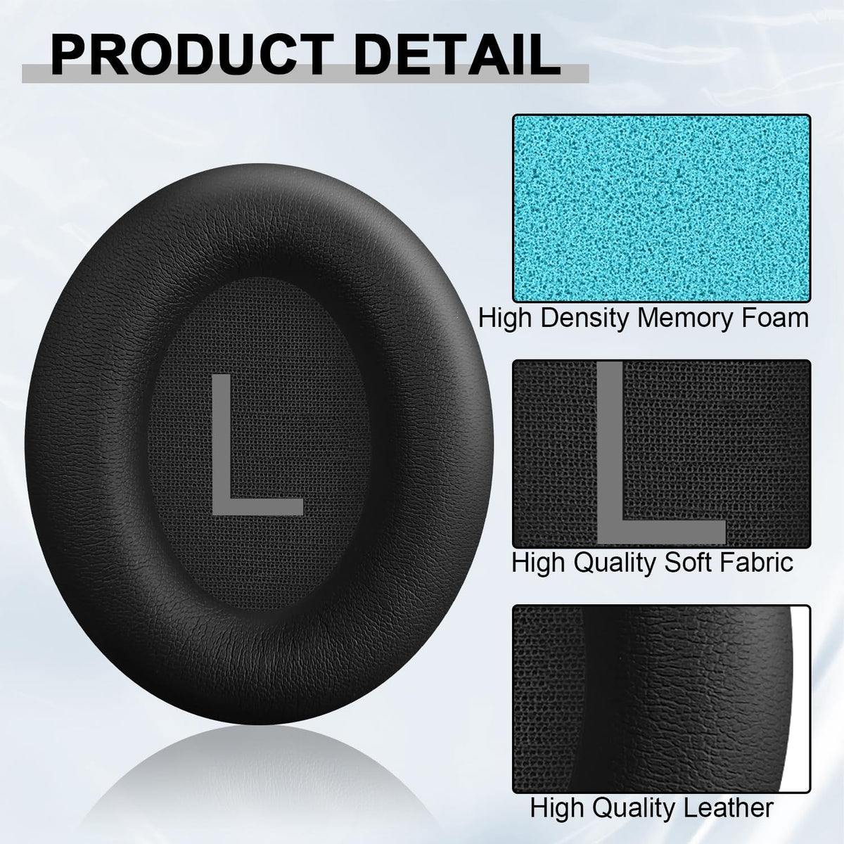 Replacement Ear Pads for Bose QuietComfort 45 (QC45)/QuietComfort SE (QC SE)/Quiet Comfort Headphones, Ear Cushions, Headset Earpads, Ear Cups Cover with Soft Protein Leather (Black)