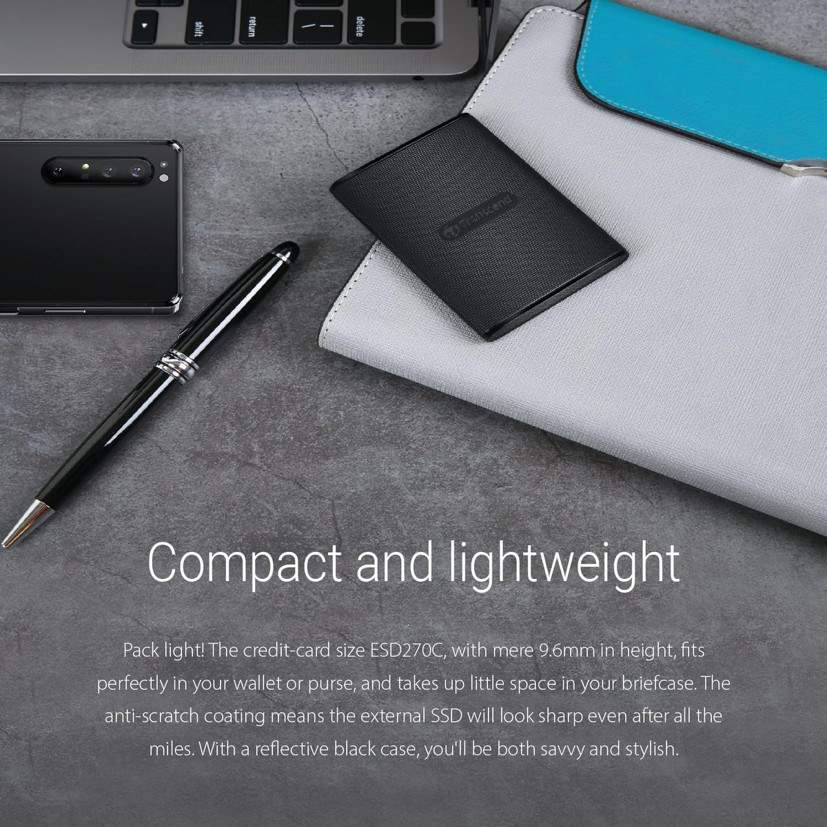 Transcend 2TB External SSD for iPhone/iPad/Mac/Windows/Android, PC/Laptop/Tablet/TV/Game Console, Portable Solid State Drive with One Touch Back up, One-Time Password Unlock, Type-A&Type-C Cables