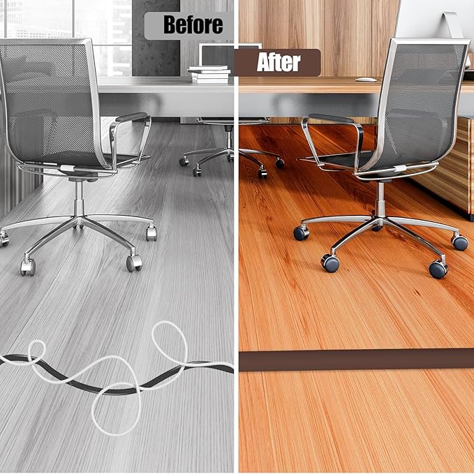 Floor Cord Cover Self Adhesive Cord Hider,3.3FT Cable Management, Extension Strip Protector for Wires, Prevent Cable Trips for Offices, Gyms, Exhibitions Cavity:0.3"(W) x 0.28"(H) Coffee