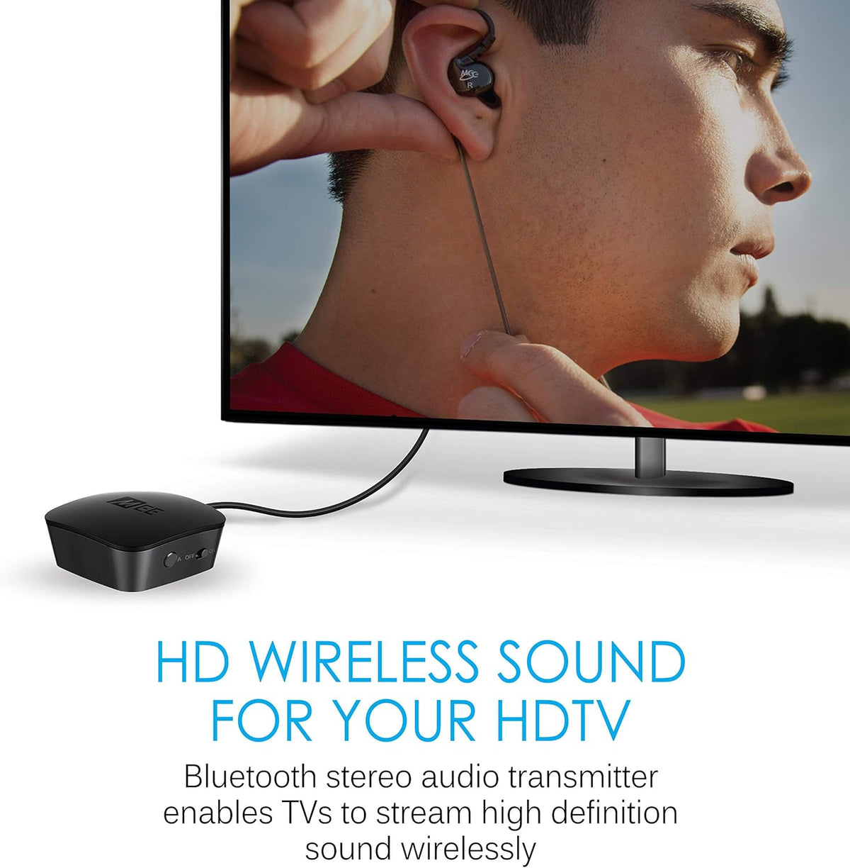 MEE audio Connect Bluetooth Audio Transmitter for up to 2 Wireless Headphones/Speakers, Bluetooth Streamer Adapter with AptX Low Latency for TV/PC/Airplane/Gym with 3.5mm/AUX/RCA/Optical Input