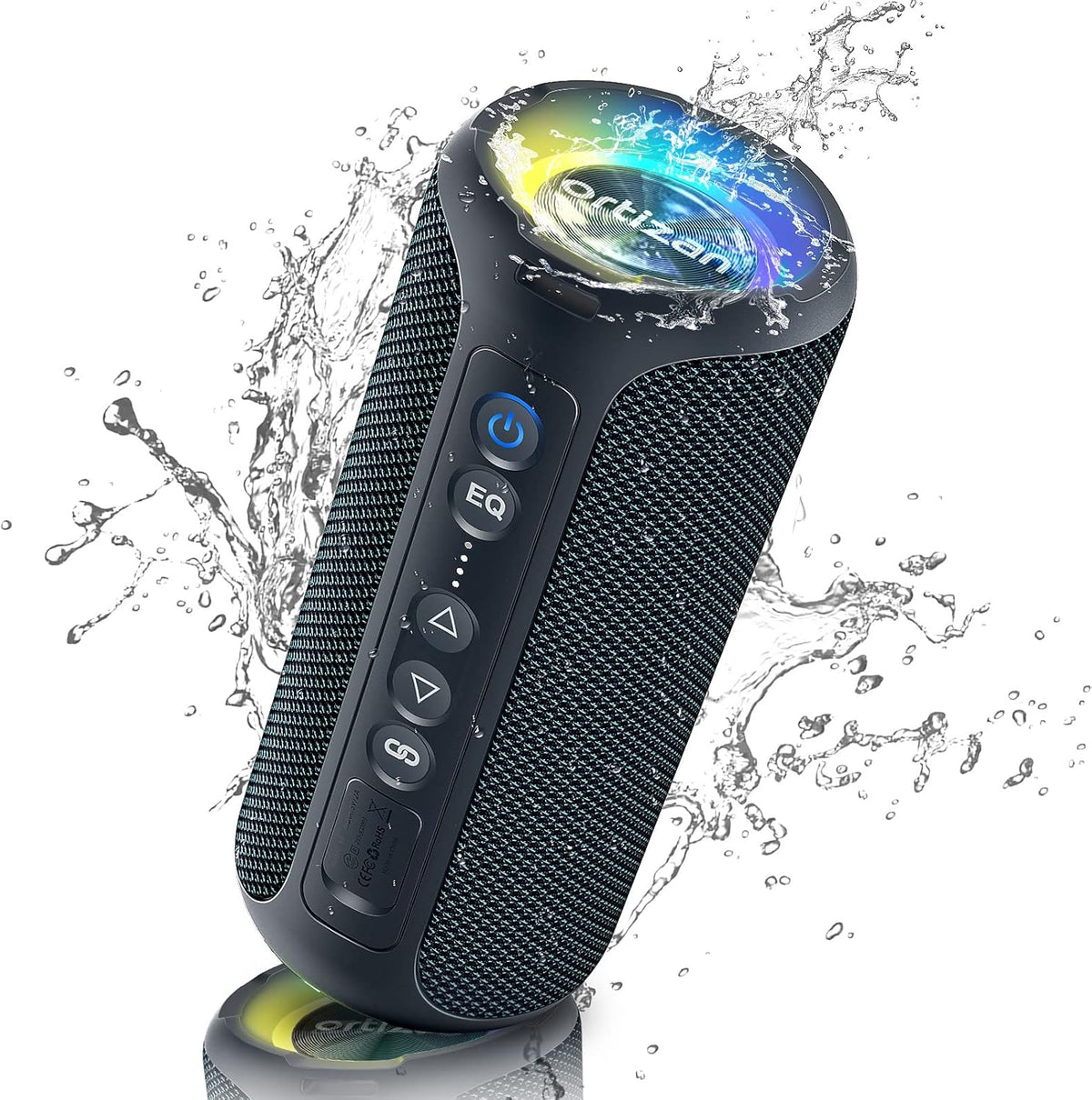 Ortizan Bluetooth Speakers, Portable Wireless Stereo Speaker - IPX7 Waterproof, 30W RMS(40W Peak) Loud Sound, Deep Bass, LED Light, Bluetooth 5.3, for Home/Shower/Outdoor/Beach, Gifts for Adult, Navy