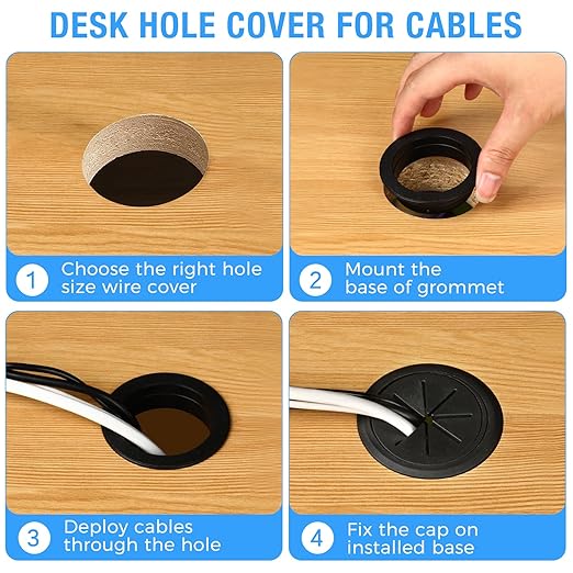 BOPOREAE 2 Pcs Desk Grommet 2-1/16" (53mm), Desk Hole Cover for Cables