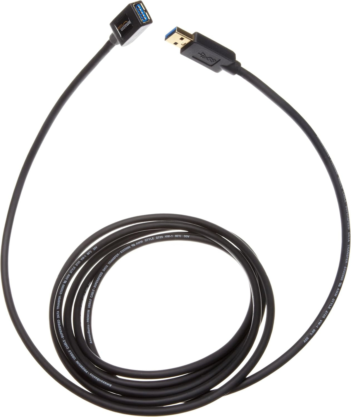3.0 9.8-Foot 4.8Gbps, 3 Amazon Basics USB Extension Cable, High-Speed Data Transfer, Male to Female, Gold-Plated