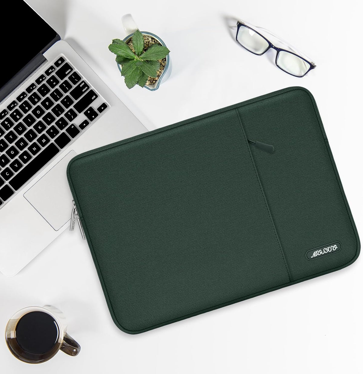 MOSISO Laptop Case 15 inch, 15 inch Laptop Sleeve Compatible with MacBook Air 15 M4 A3241 M3 A3114 M2 A2941 2025 2024 2023,Dell XPS 15,Polyester Vertical Computer Sleeve Bag with Pocket,Midnight Green