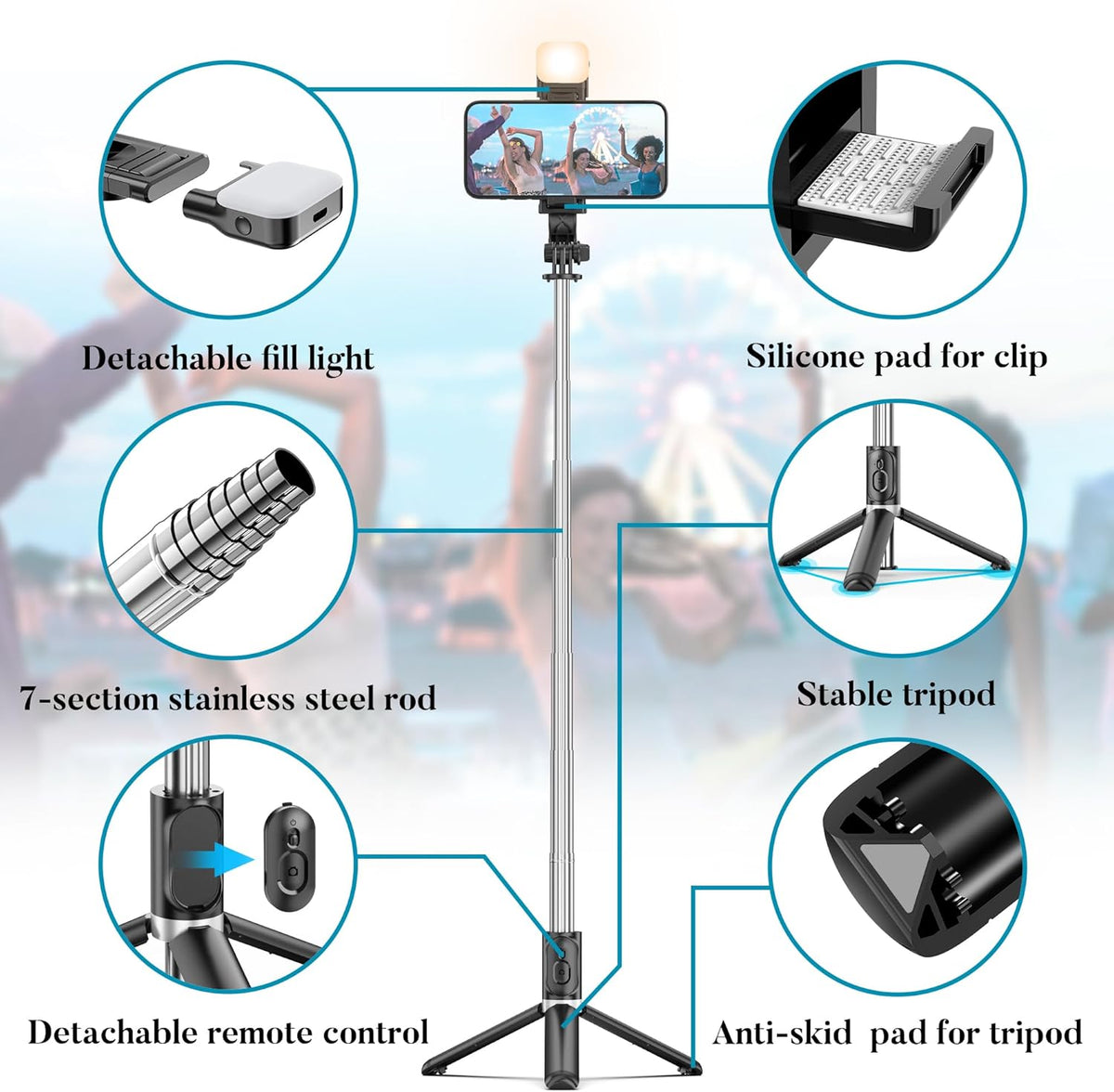 Portable 41 Inch Selfie Stick Phone Tripod with Wireless Remote Extendable Tripod Stand 360 Rotation Compatible with iPhone 14 13 12 11 pro Xs Max Xr X 8 7 6 Plus, Android Samsung Smartphone