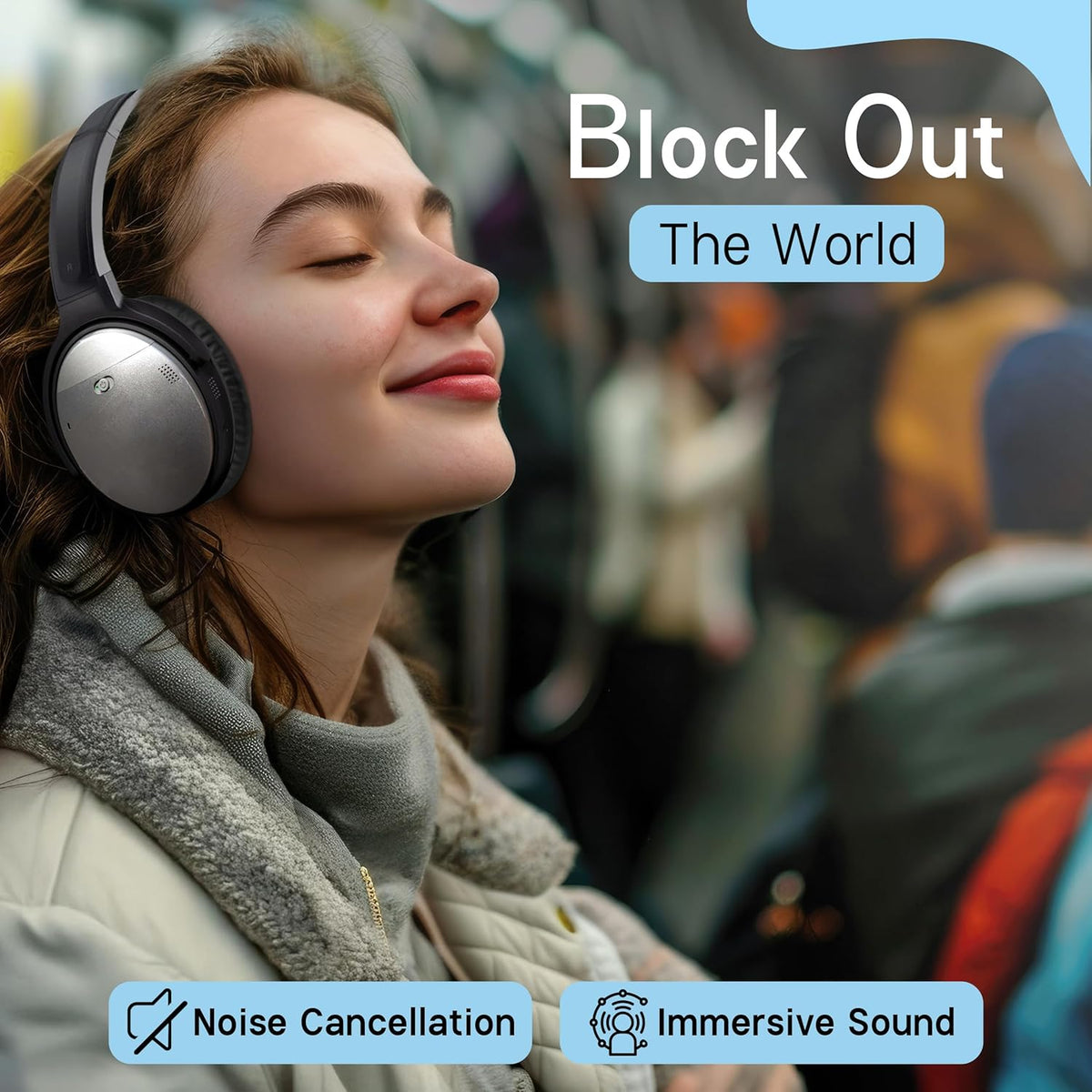 Earpads Replacements for Bose QuietComfort 35, QuietComfort 45, QC 35, QC 45 Over Ear Headphones, Protein Leather, Noise Isolation Fit, Black